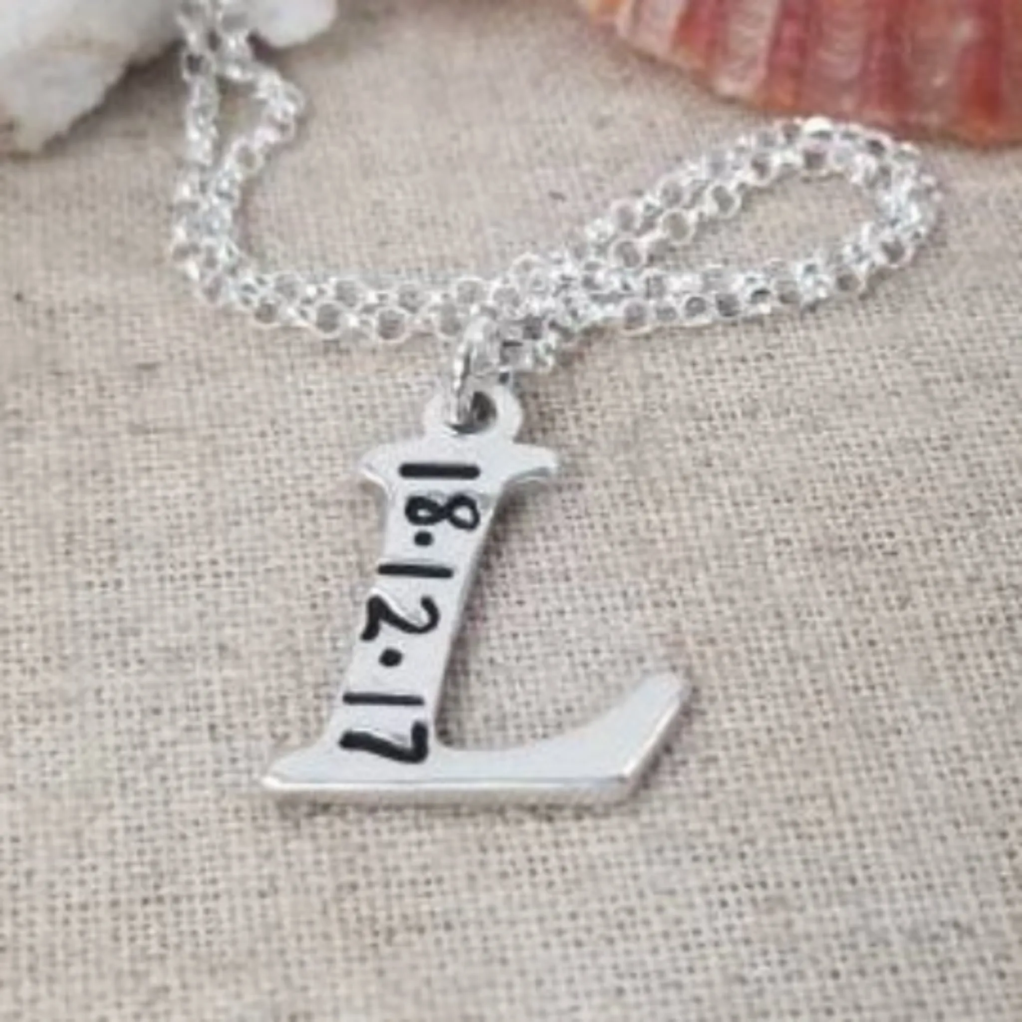 Sterling Silver Birth Date Initial Necklace