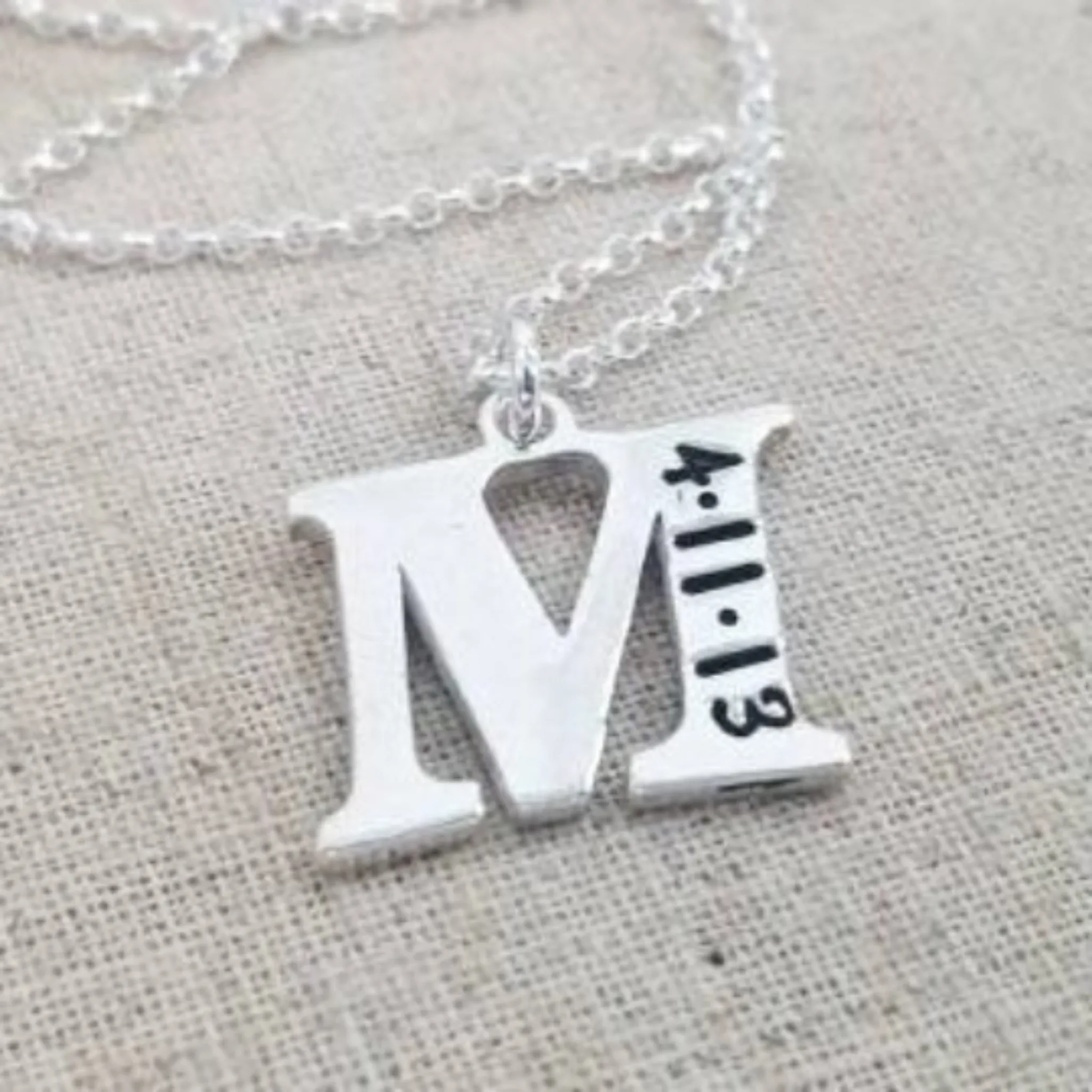 Sterling Silver Birth Date Initial Necklace