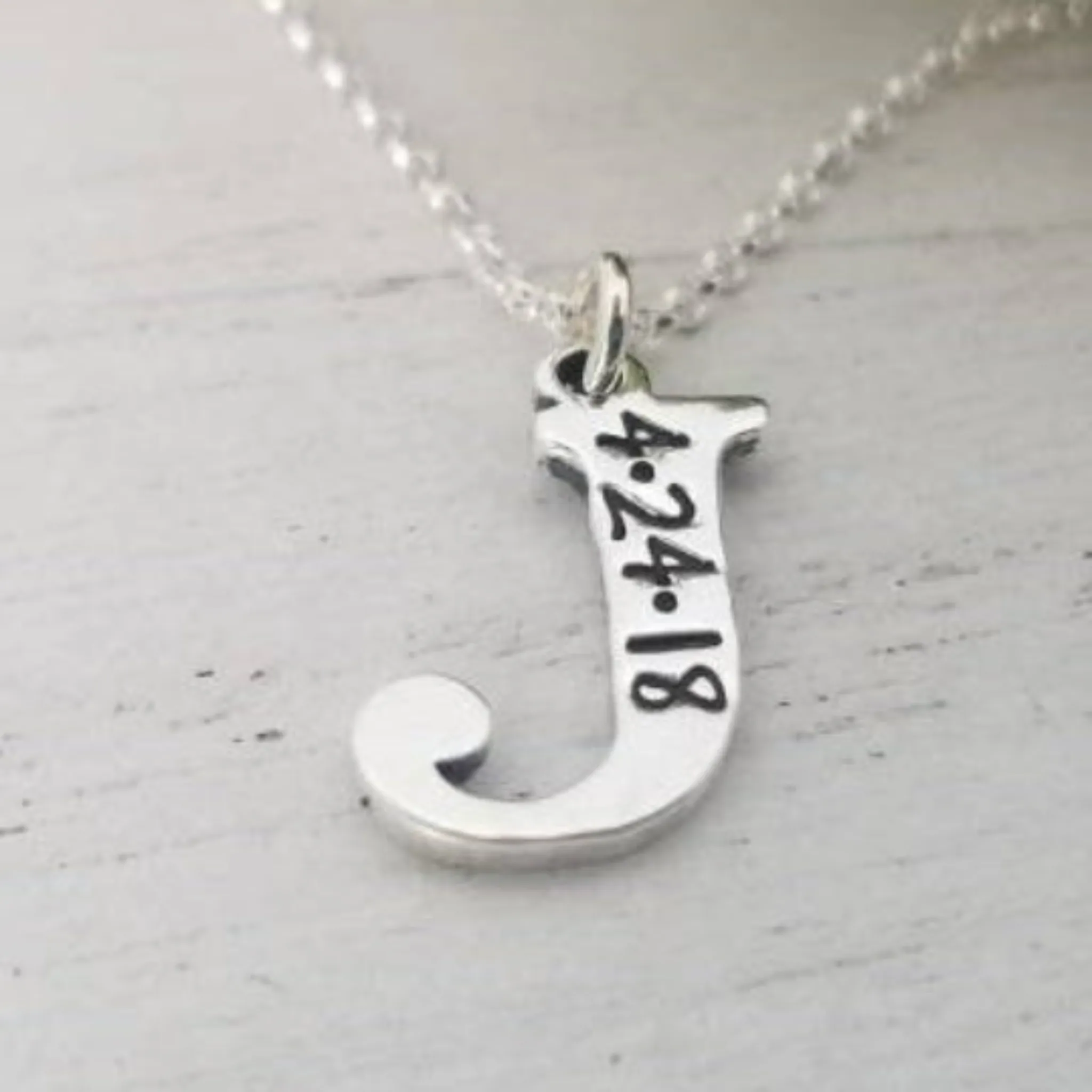 Sterling Silver Birth Date Initial Necklace