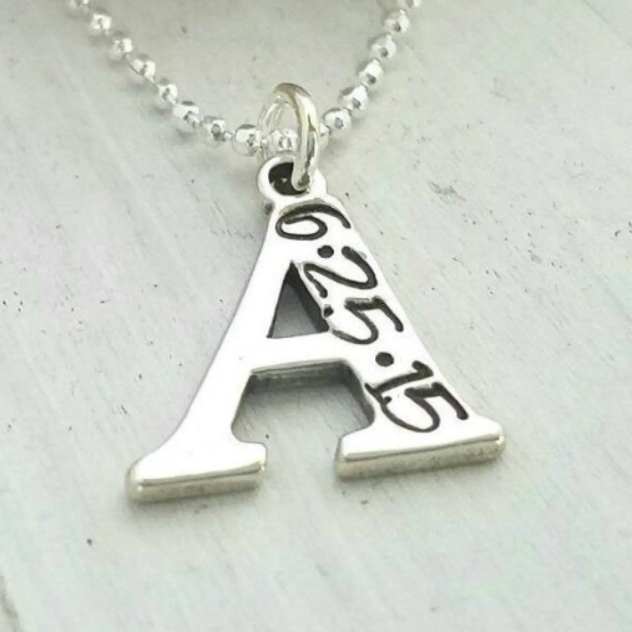 Sterling Silver Birth Date Initial Necklace