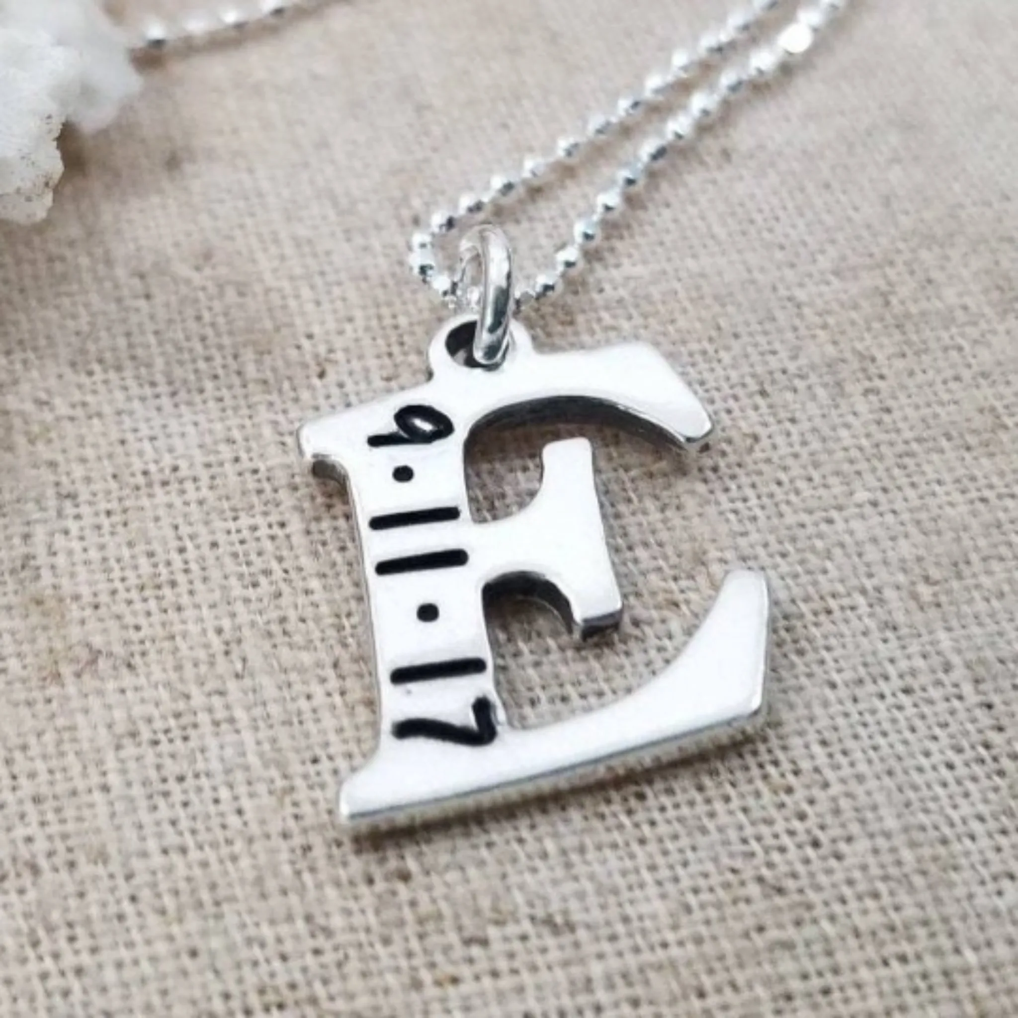 Sterling Silver Birth Date Initial Necklace