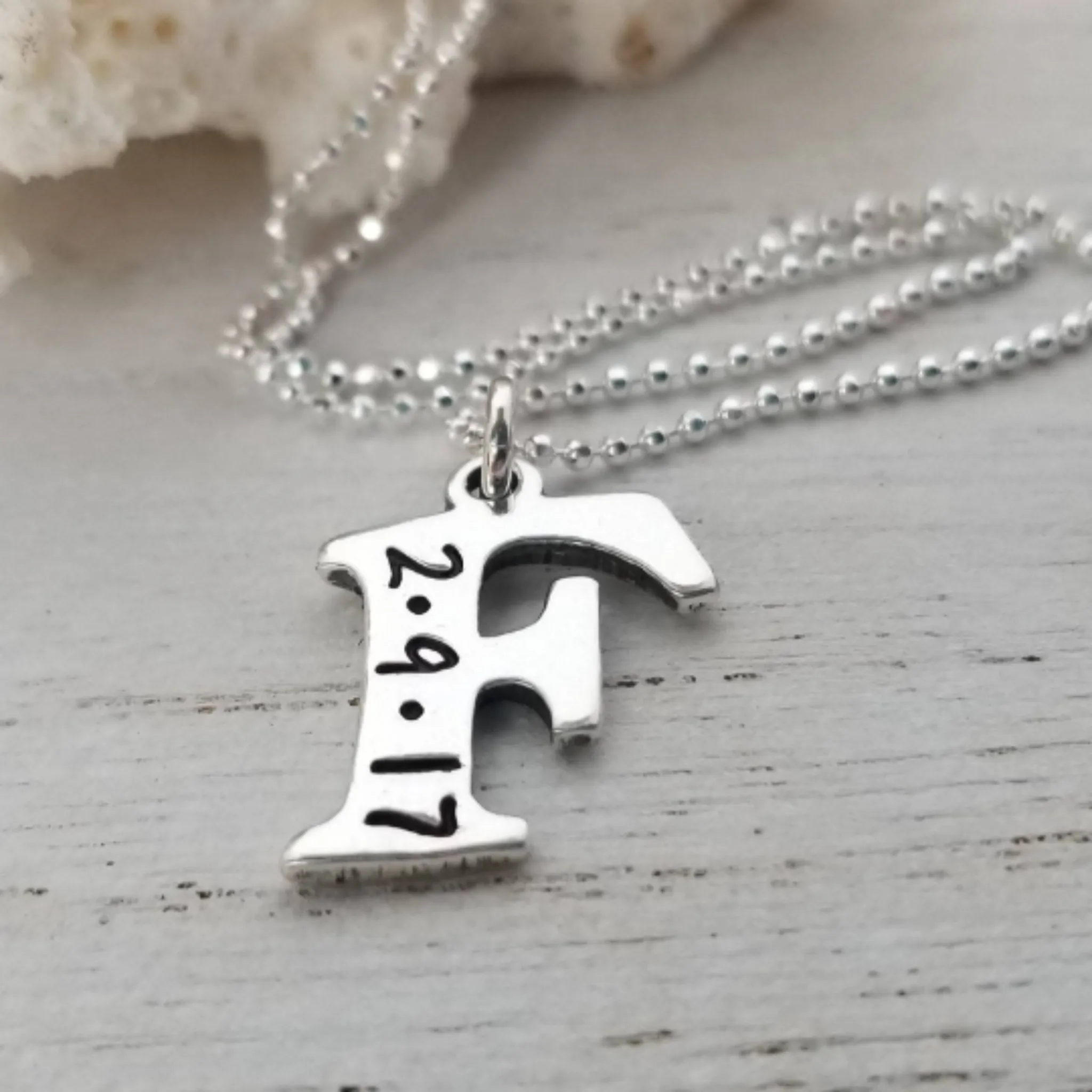 Sterling Silver Birth Date Initial Necklace
