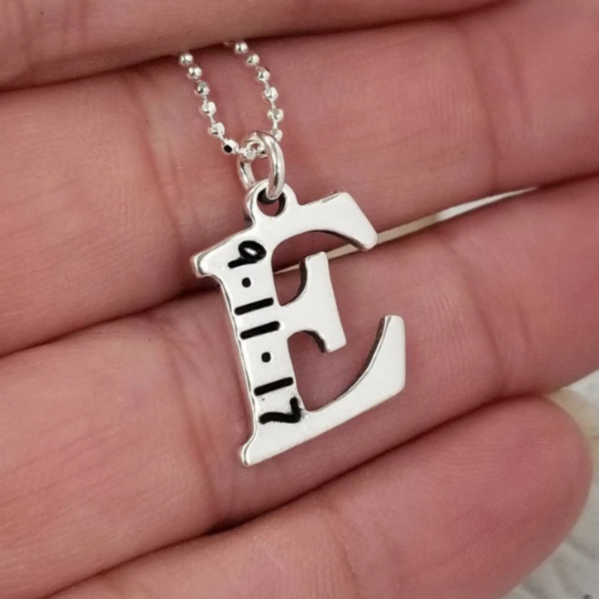 Sterling Silver Birth Date Initial Necklace