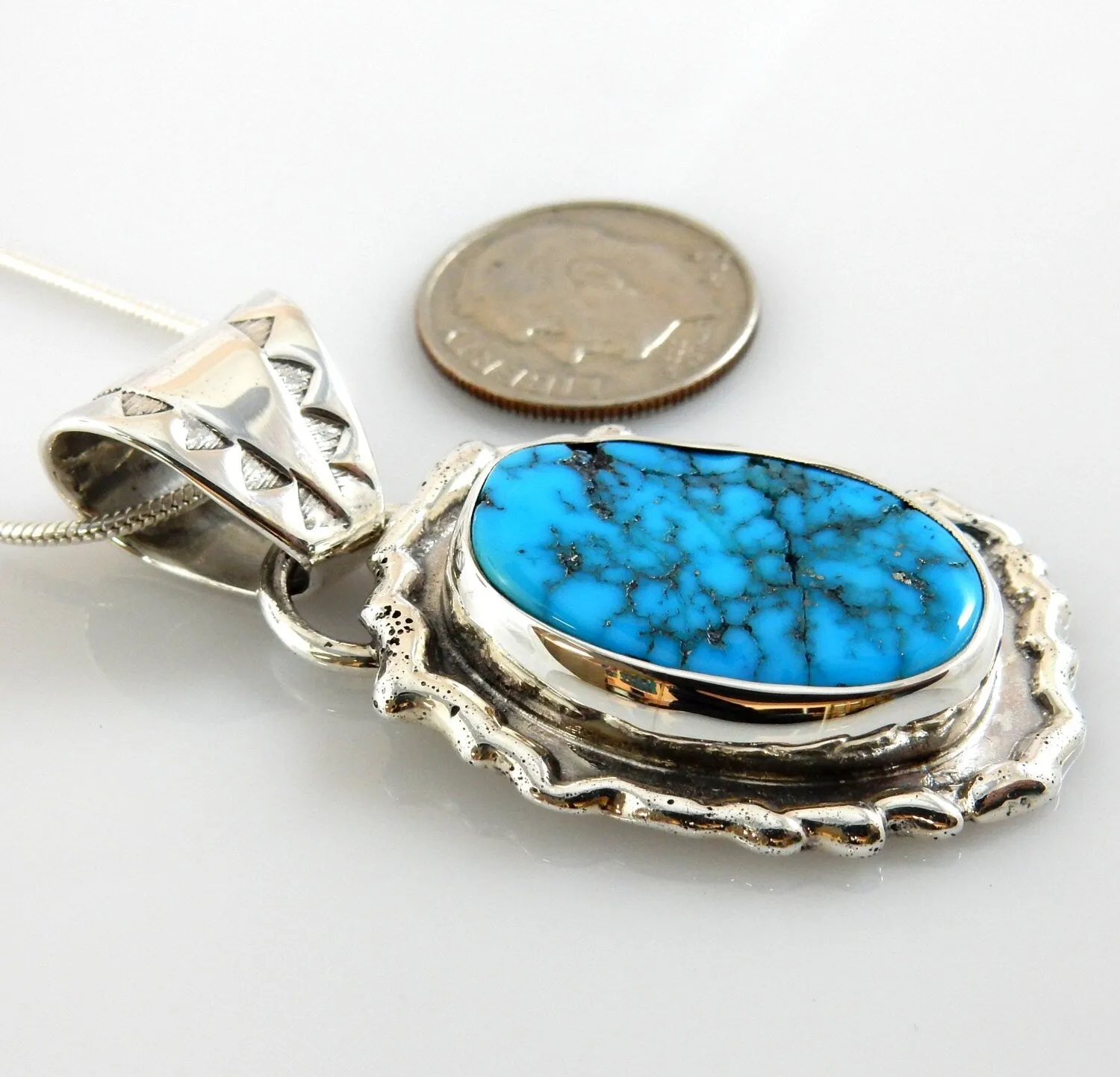Sterling Silver Blue Turquoise Drop Pendant