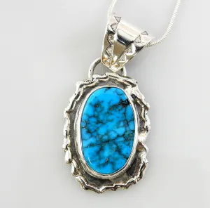 Sterling Silver Blue Turquoise Drop Pendant