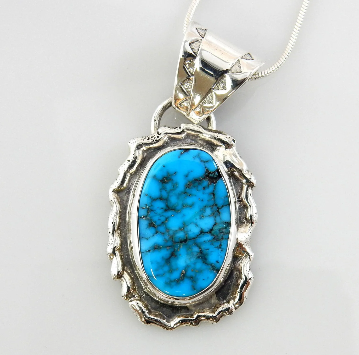 Sterling Silver Blue Turquoise Drop Pendant