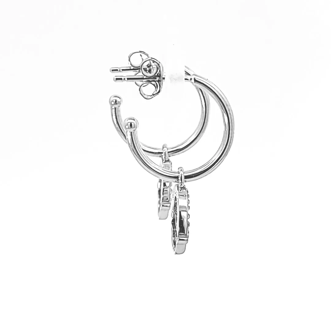 Sterling Silver Claddagh Hoop Earrings Adorned By Crystals SW243