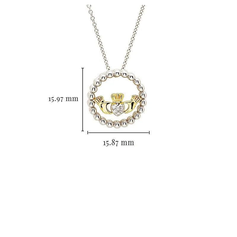 Sterling Silver CZ Claddagh Pendant with Chain SP003SH