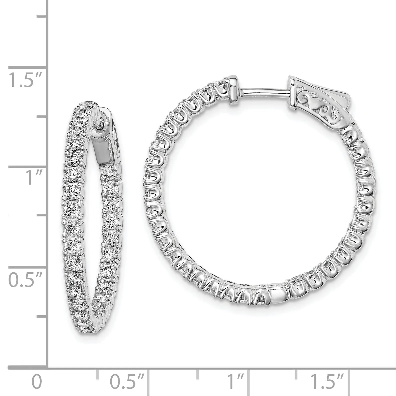 Sterling Silver CZ Hoop Earrings