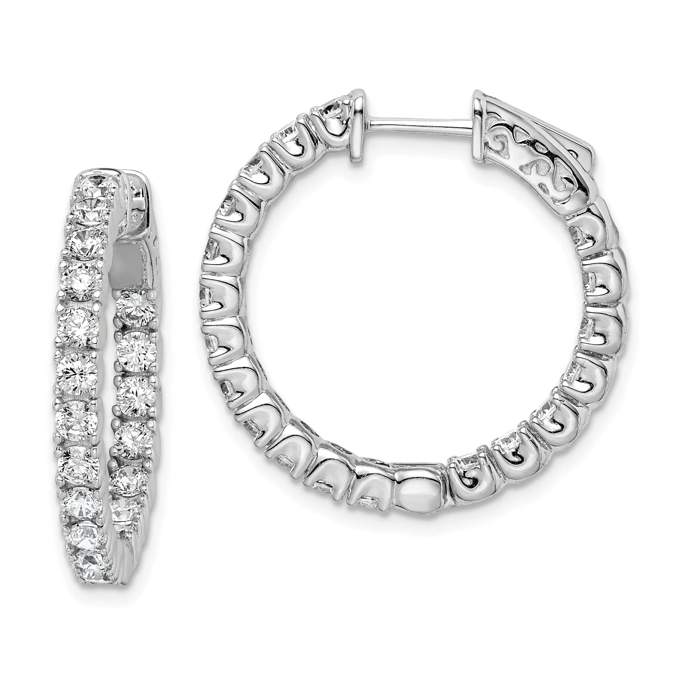 Sterling Silver CZ Hoop Earrings
