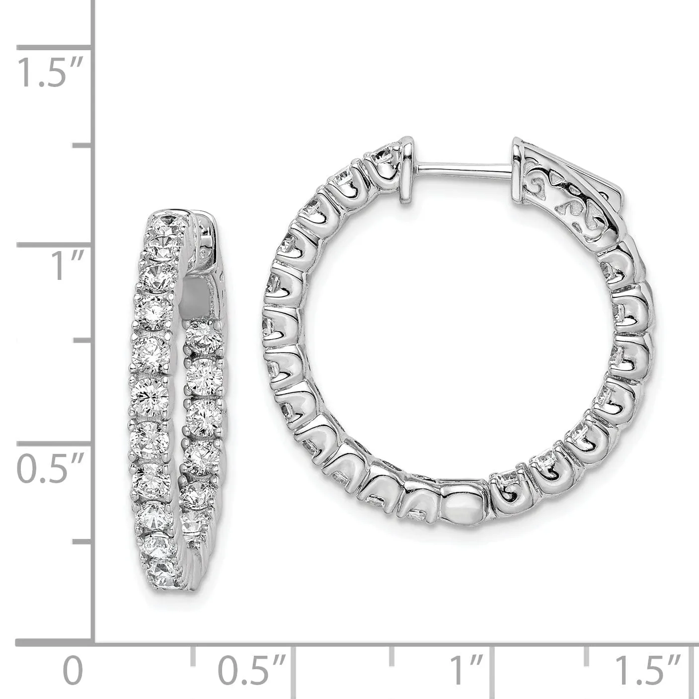 Sterling Silver CZ Hoop Earrings