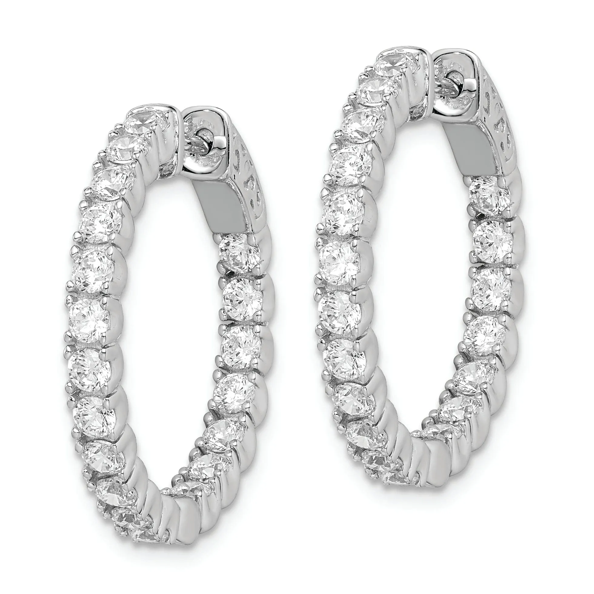 Sterling Silver CZ Hoop Earrings