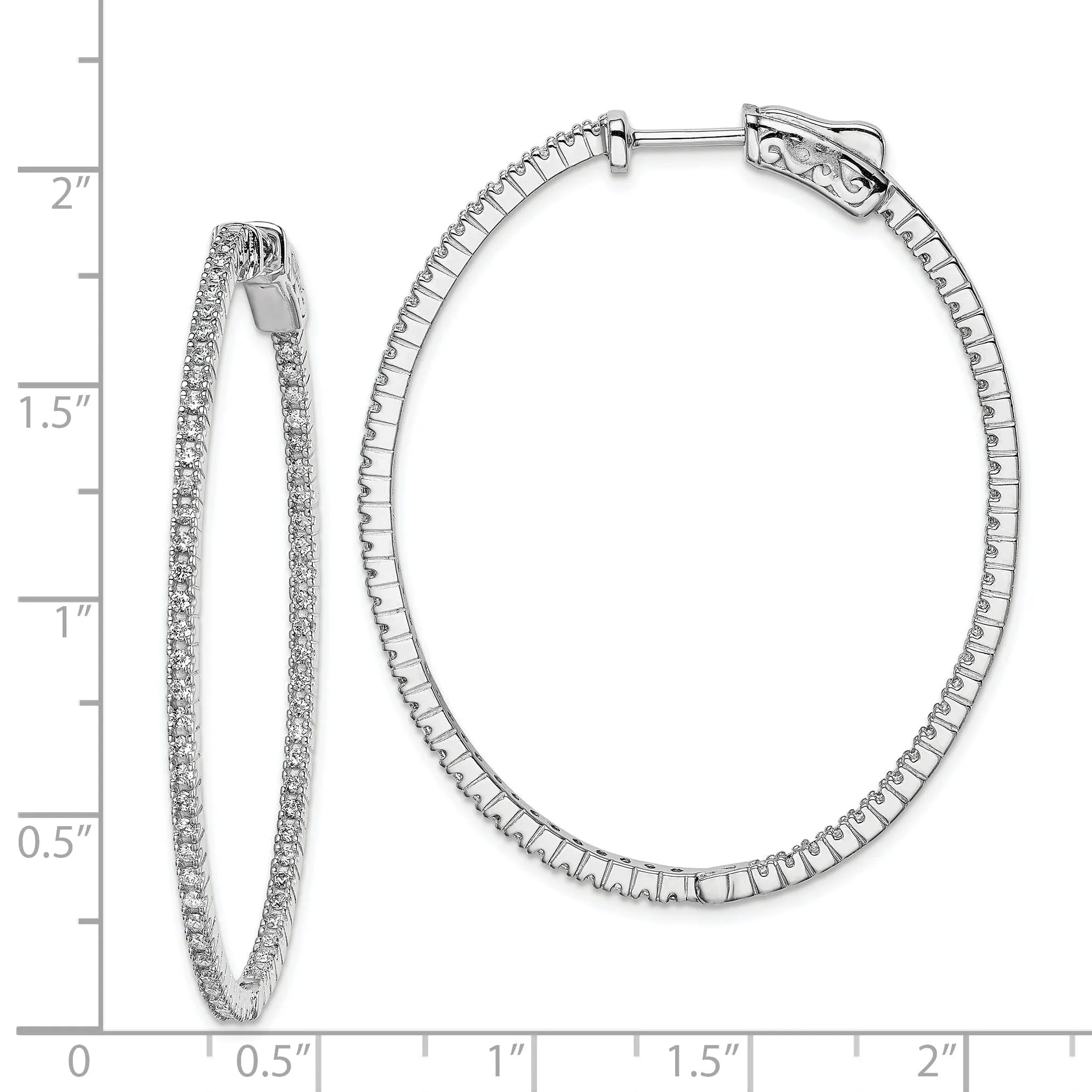 Sterling Silver CZ Oval Hoop Earrings