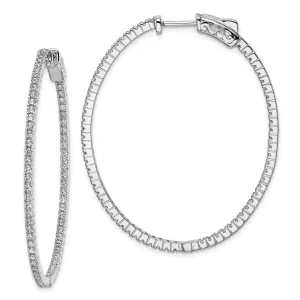 Sterling Silver CZ Oval Hoop Earrings