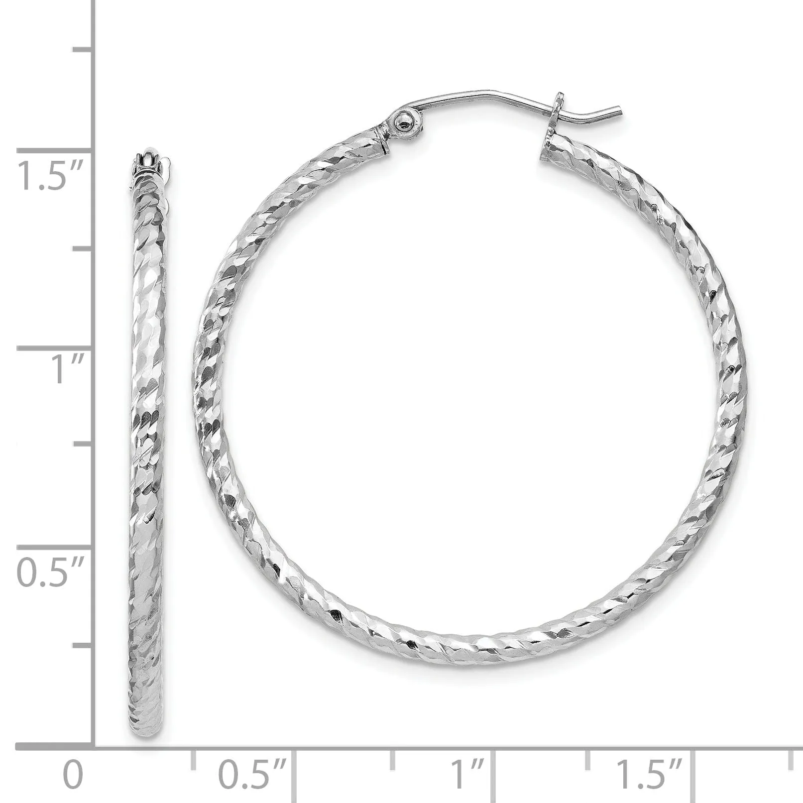 Sterling Silver D.C Hollow Hinged Hoop Earrings