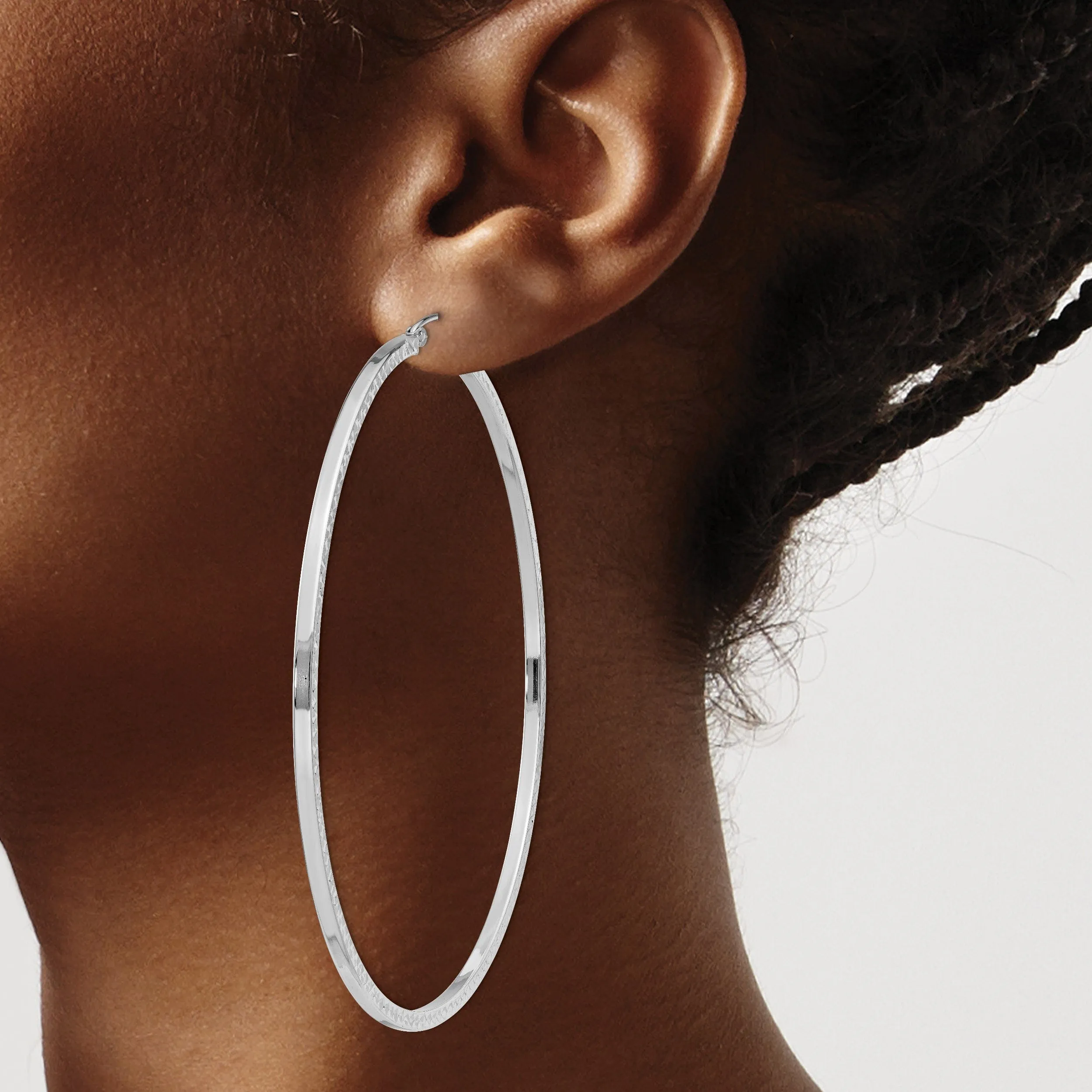 Sterling Silver D.C Square Tube Hoop Earrings