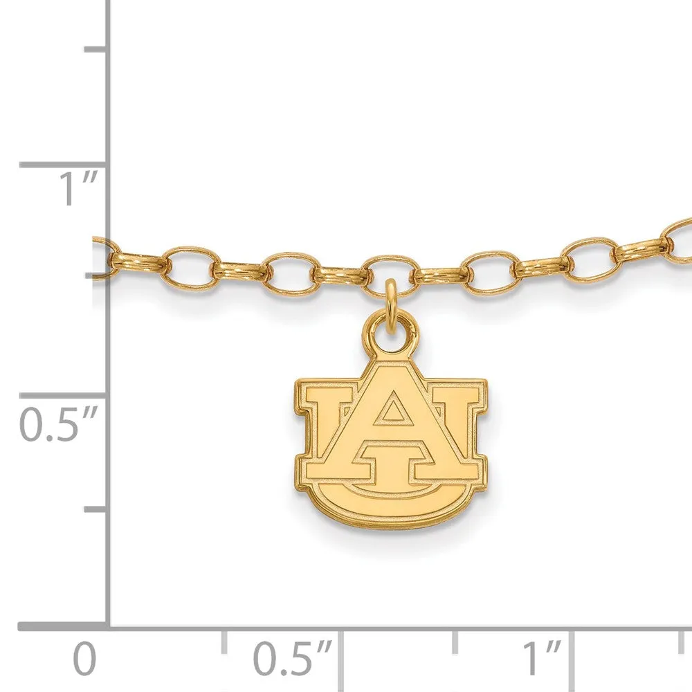 Sterling Silver Gold-plated Auburn University 9 inch Anklet