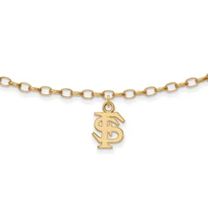 Sterling Silver Gold-plated Florida State University 9 inch Anklet