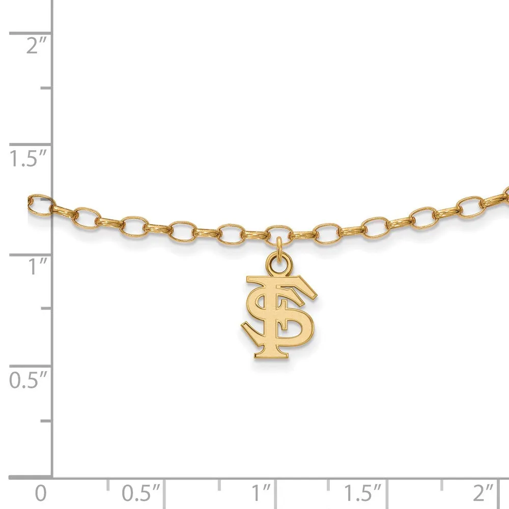 Sterling Silver Gold-plated Florida State University 9 inch Anklet