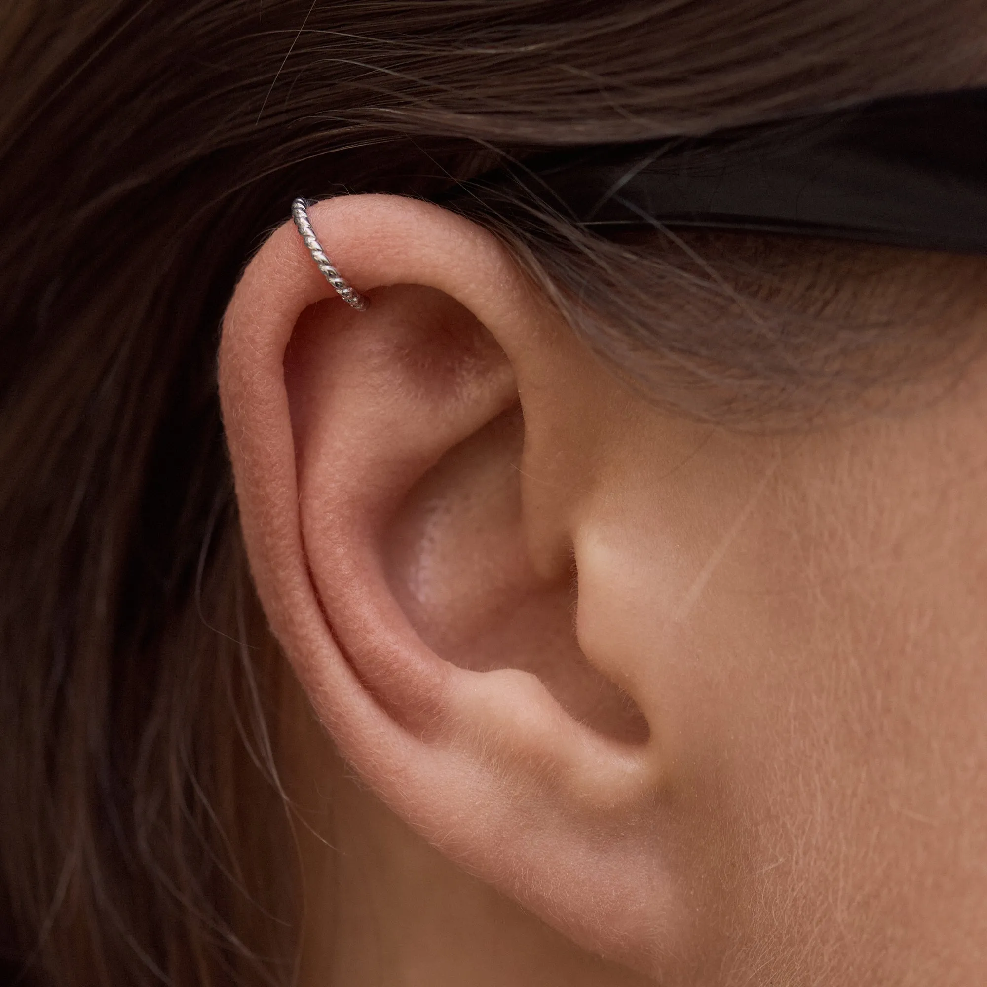 Sterling Silver Helix Twist Ear Cuff