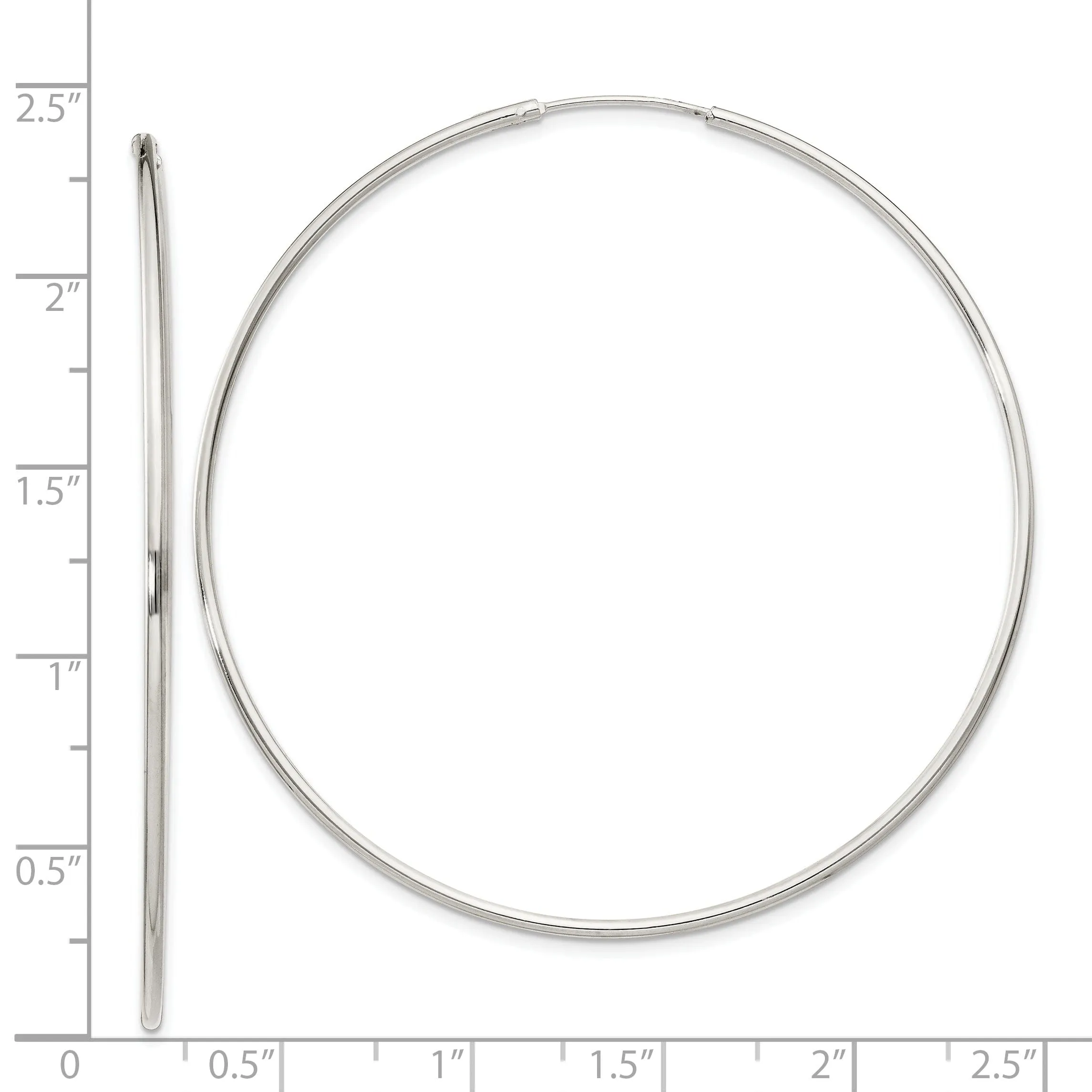 Sterling Silver Hollow Hoop Hinged Earrings