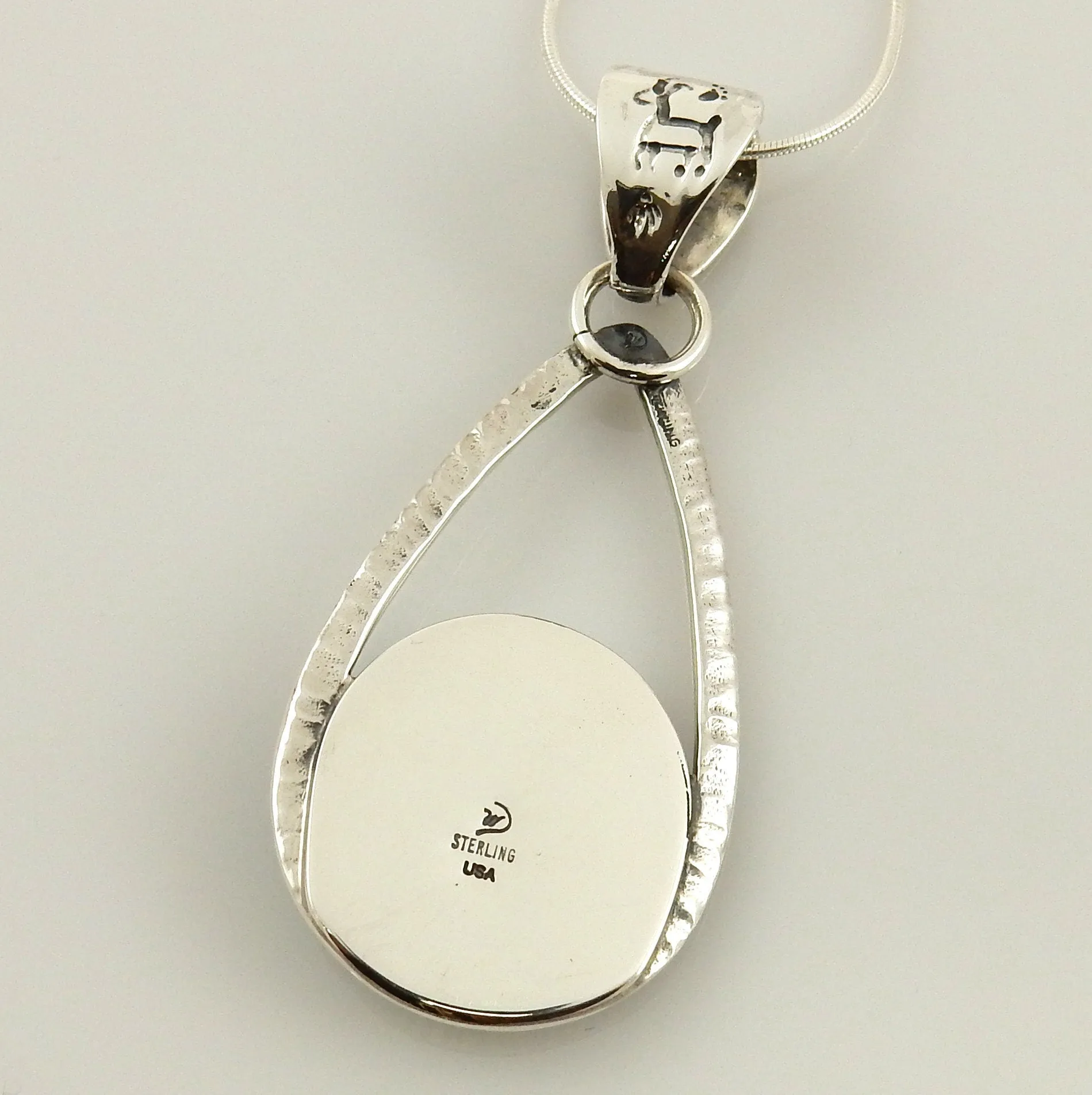 Sterling Silver Kingman Turquoise Bear Paw Pendant