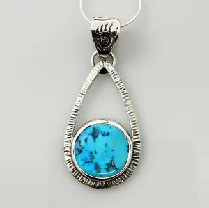 Sterling Silver Kingman Turquoise Bear Paw Pendant