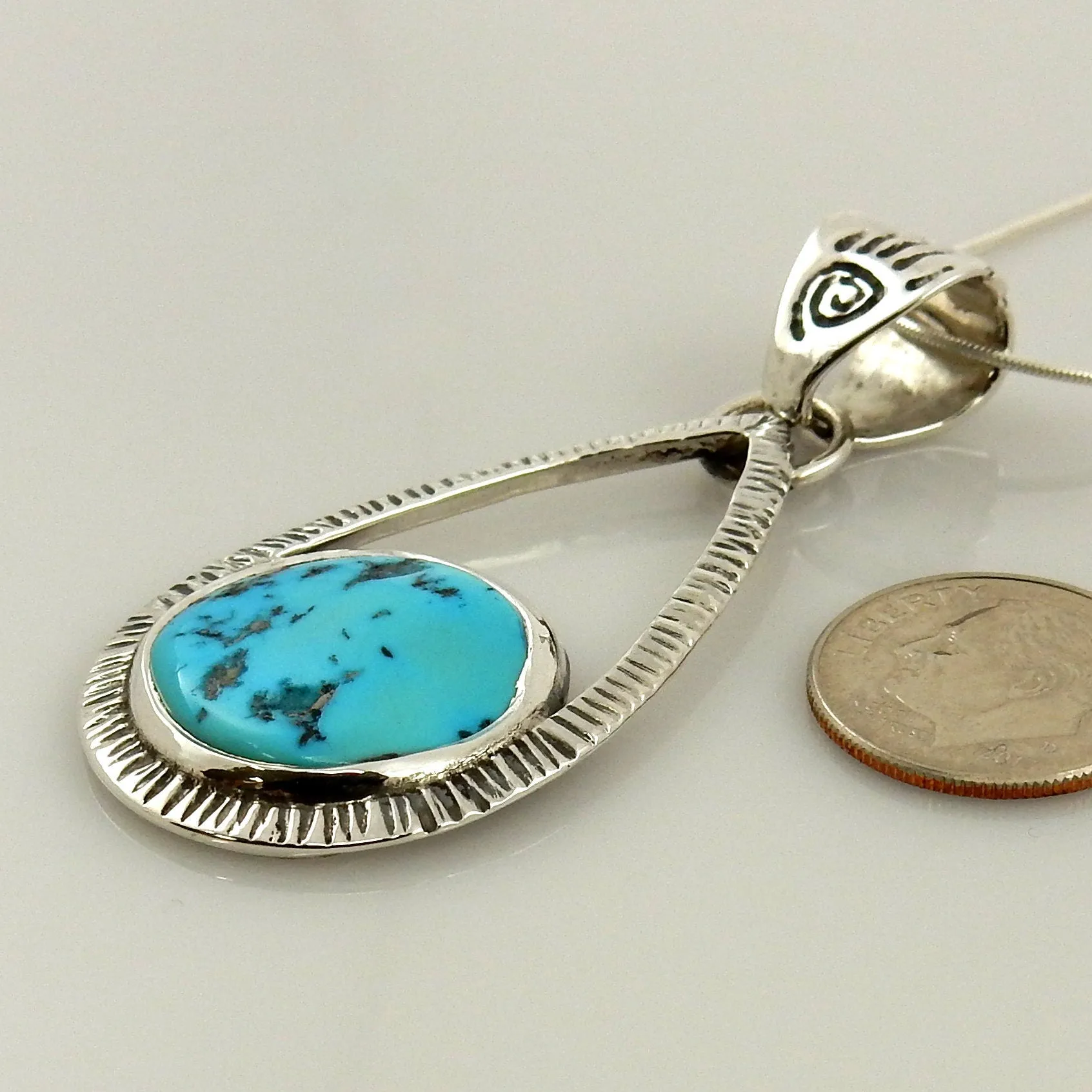 Sterling Silver Kingman Turquoise Bear Paw Pendant