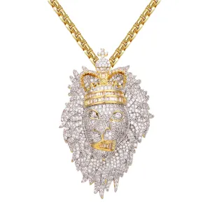 Sterling Silver Lion Men's Custom Baguette Icy Hip Hop Pendant