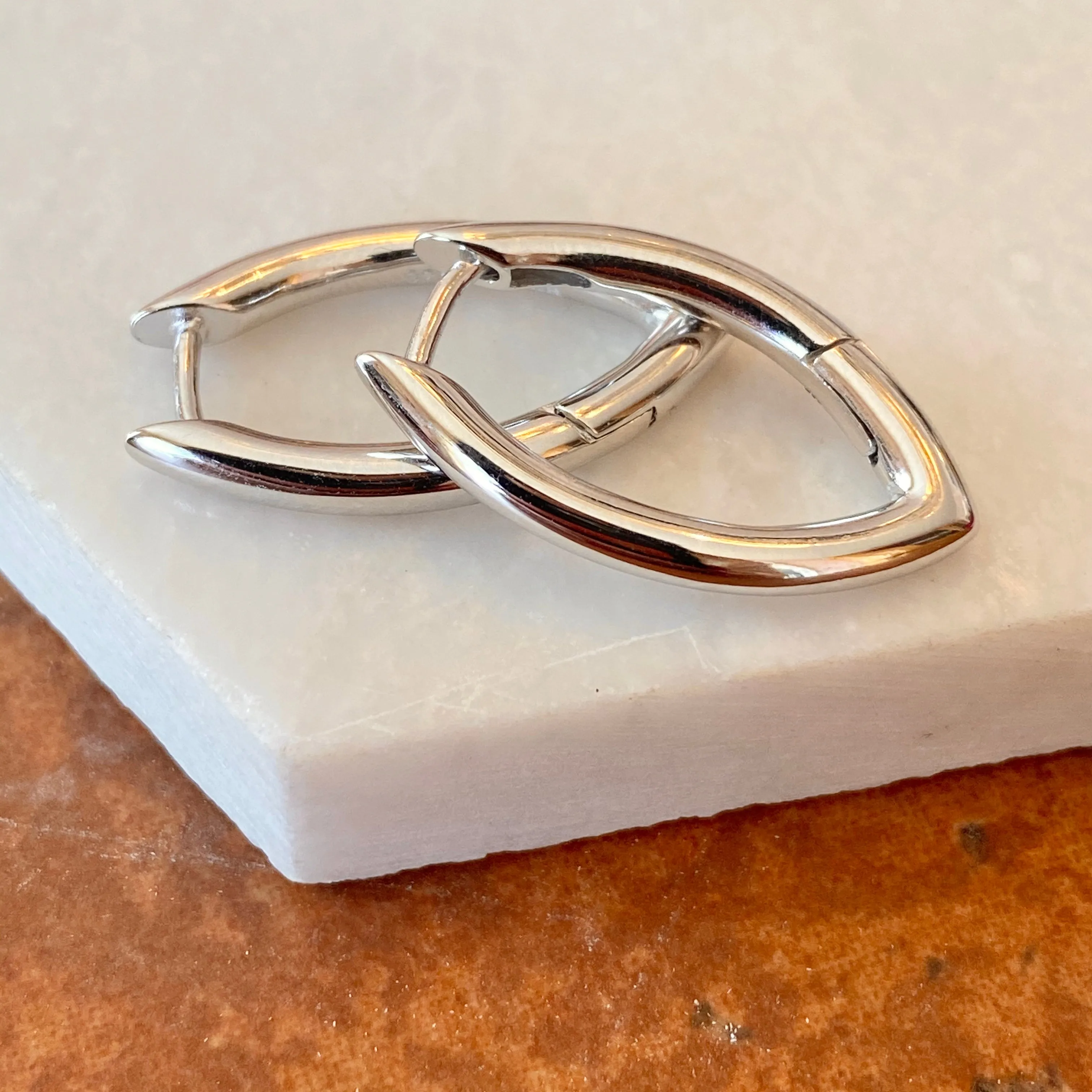 Sterling Silver Oval Round Tube Hinged Huggie Hoop Earrings