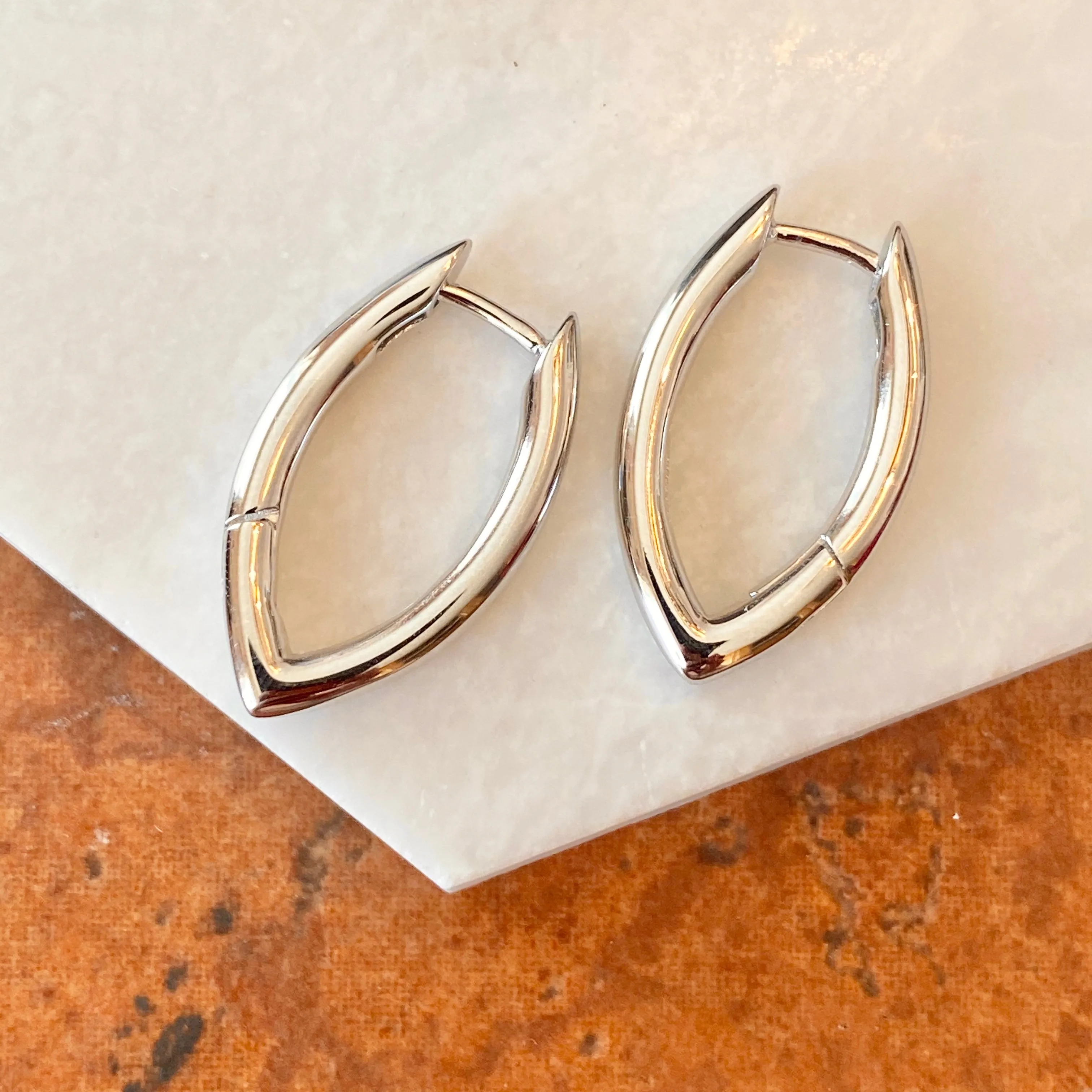 Sterling Silver Oval Round Tube Hinged Huggie Hoop Earrings