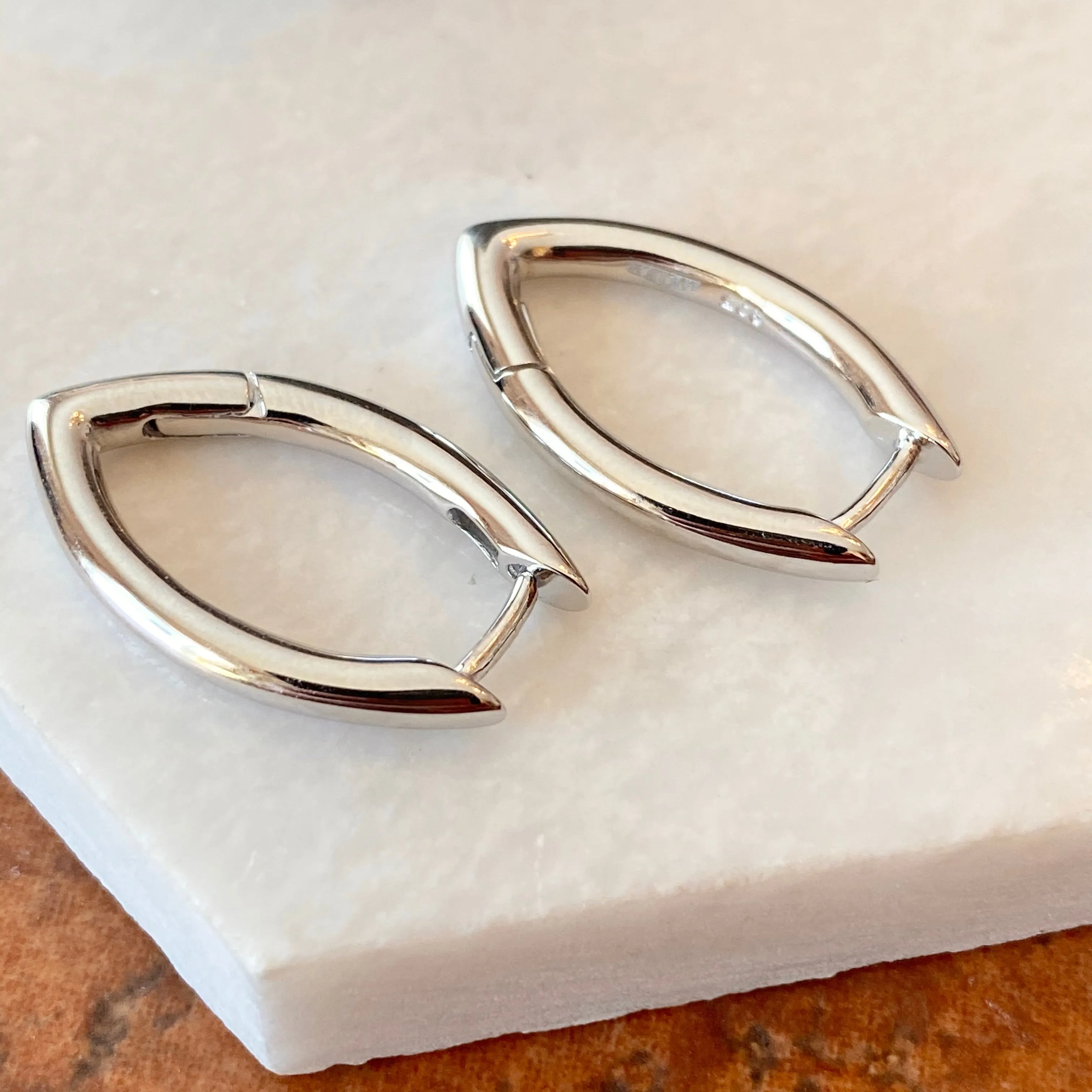 Sterling Silver Oval Round Tube Hinged Huggie Hoop Earrings