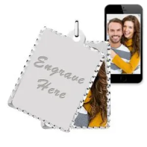 Sterling Silver Petite Rectangle Swivel Photo Pendant Jewelry