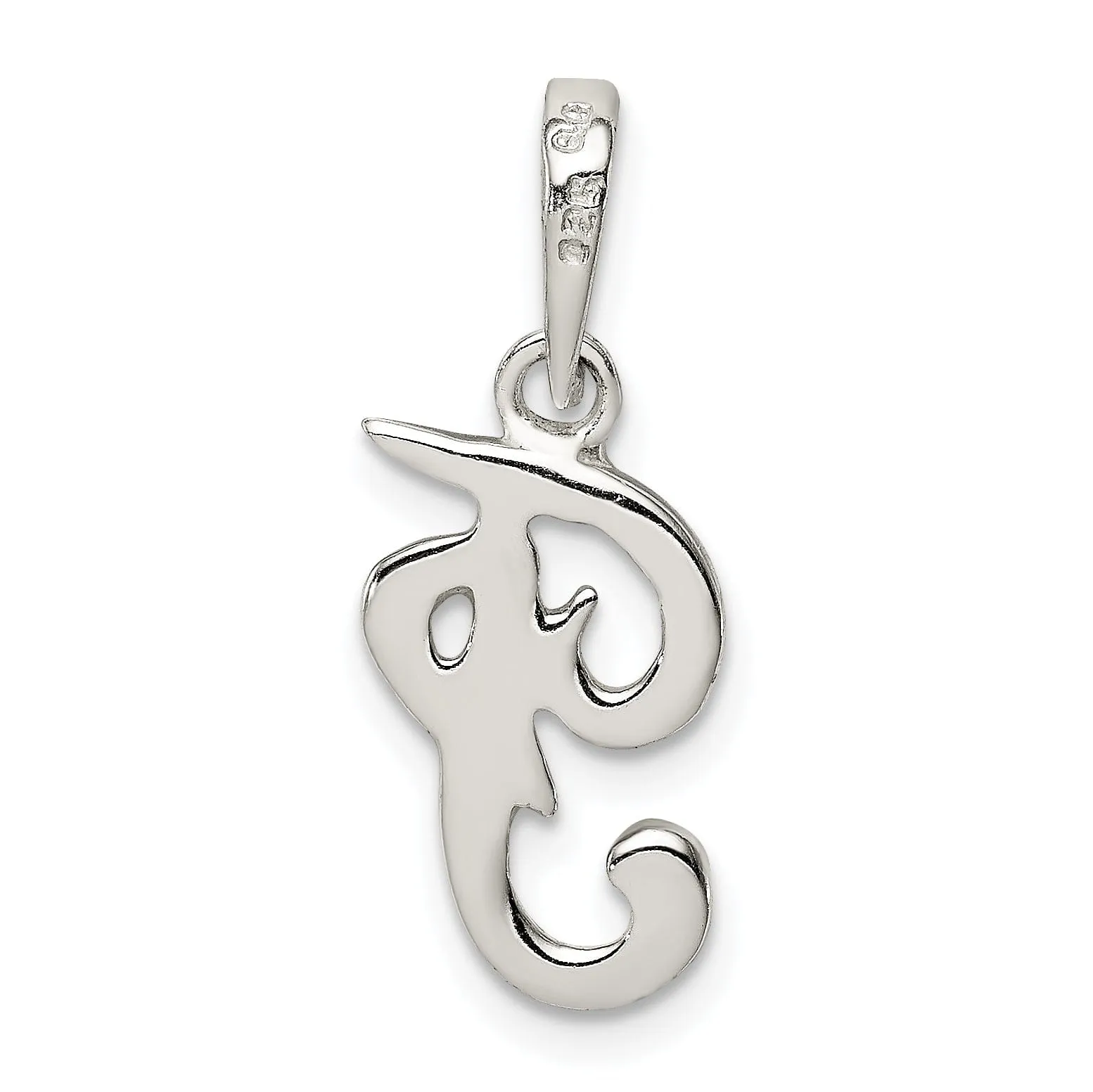 Sterling Silver Polished Initial F Pendant