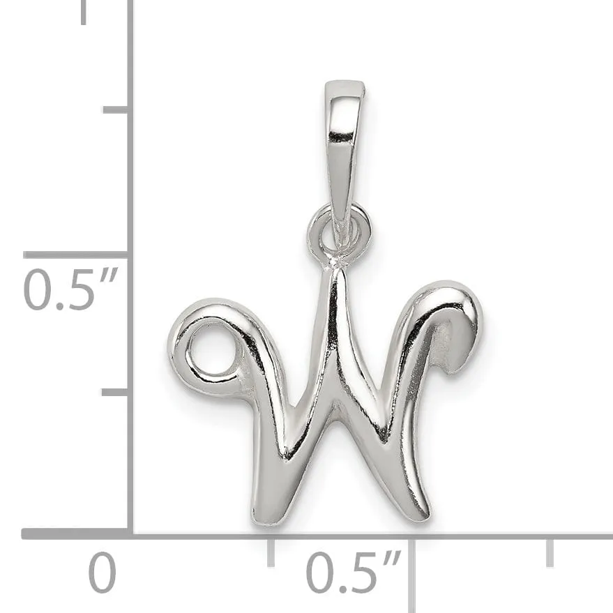 Sterling Silver Polished Initial W Pendant