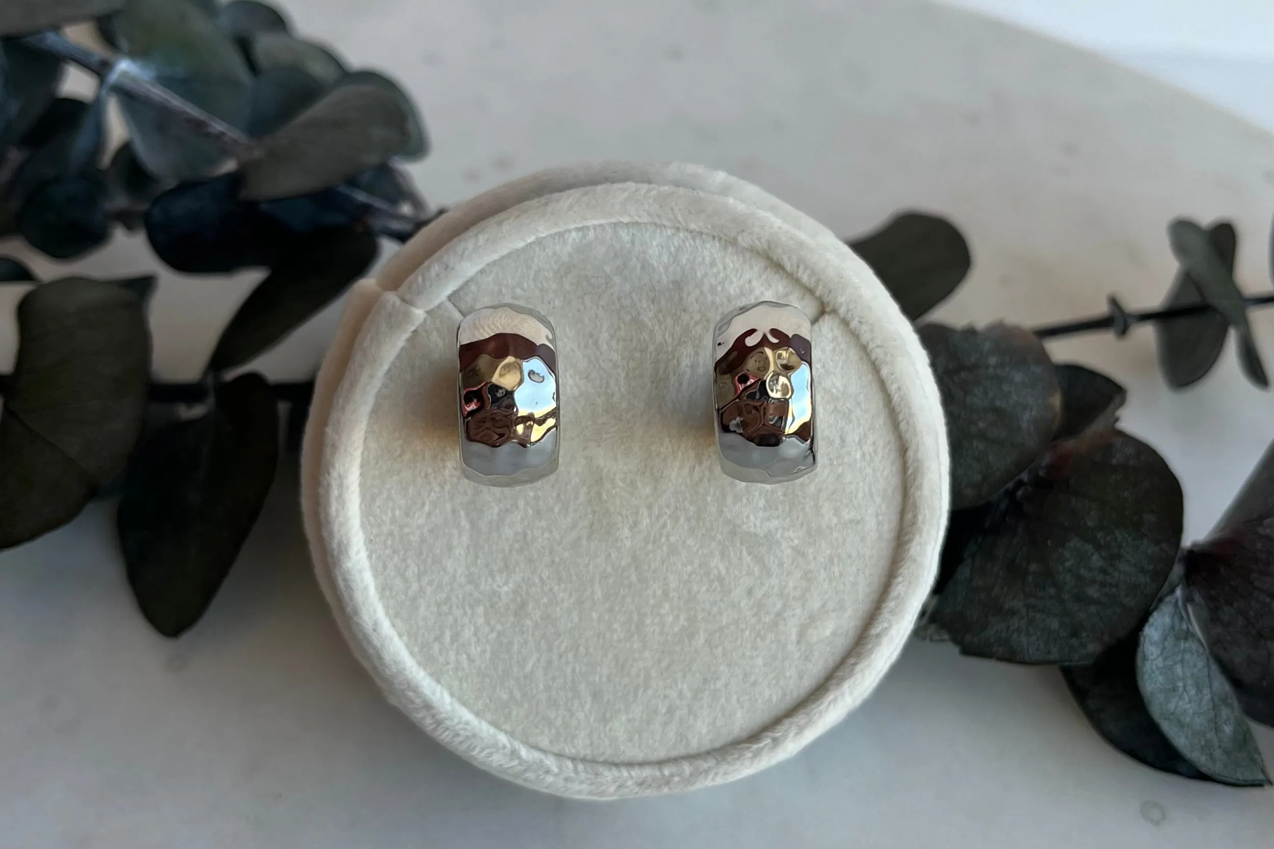Sterling Silver Thick Hammered Hoops