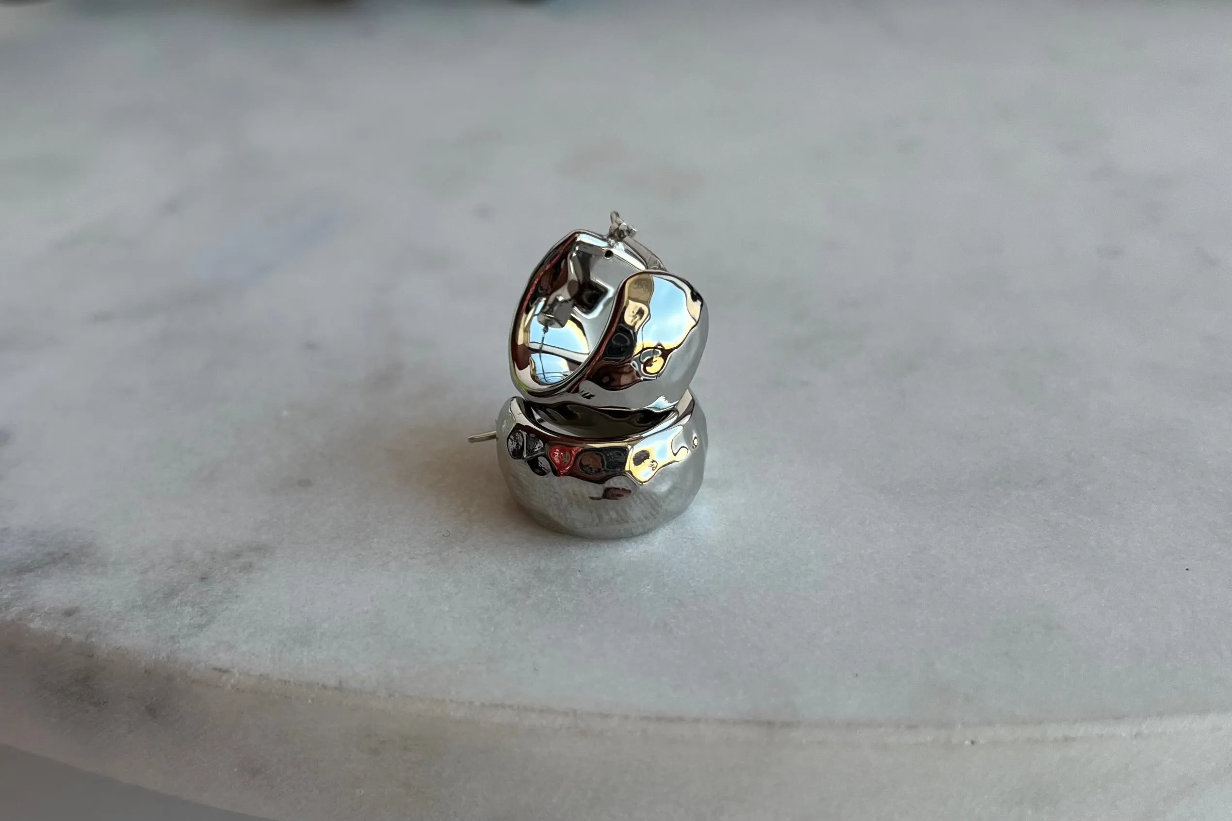 Sterling Silver Thick Hammered Hoops
