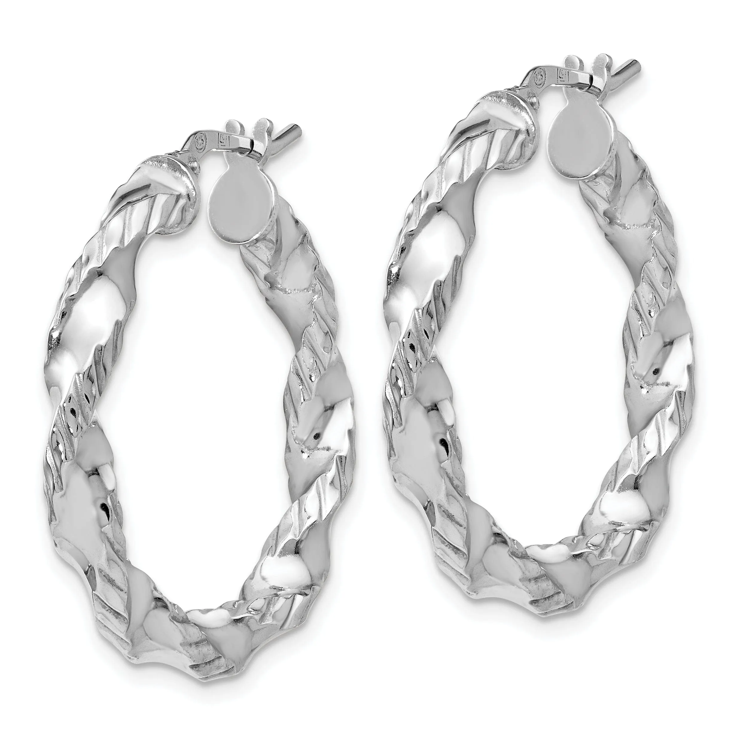Sterling Silver Twisted Hinged Hoop Earrings