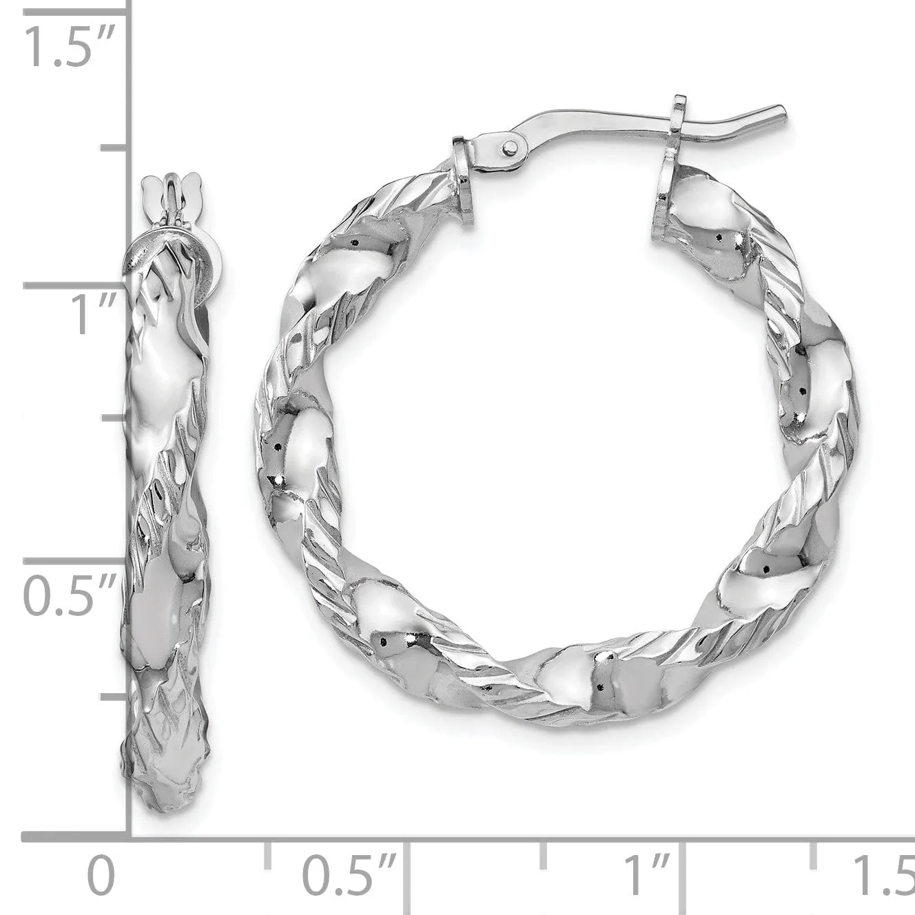 Sterling Silver Twisted Hinged Hoop Earrings
