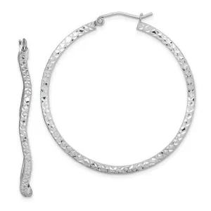 Sterling Silver Wavy Diamond-Cut Hoop Earrings 40mm
