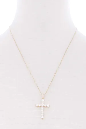 Stone Cross Pendant Necklace