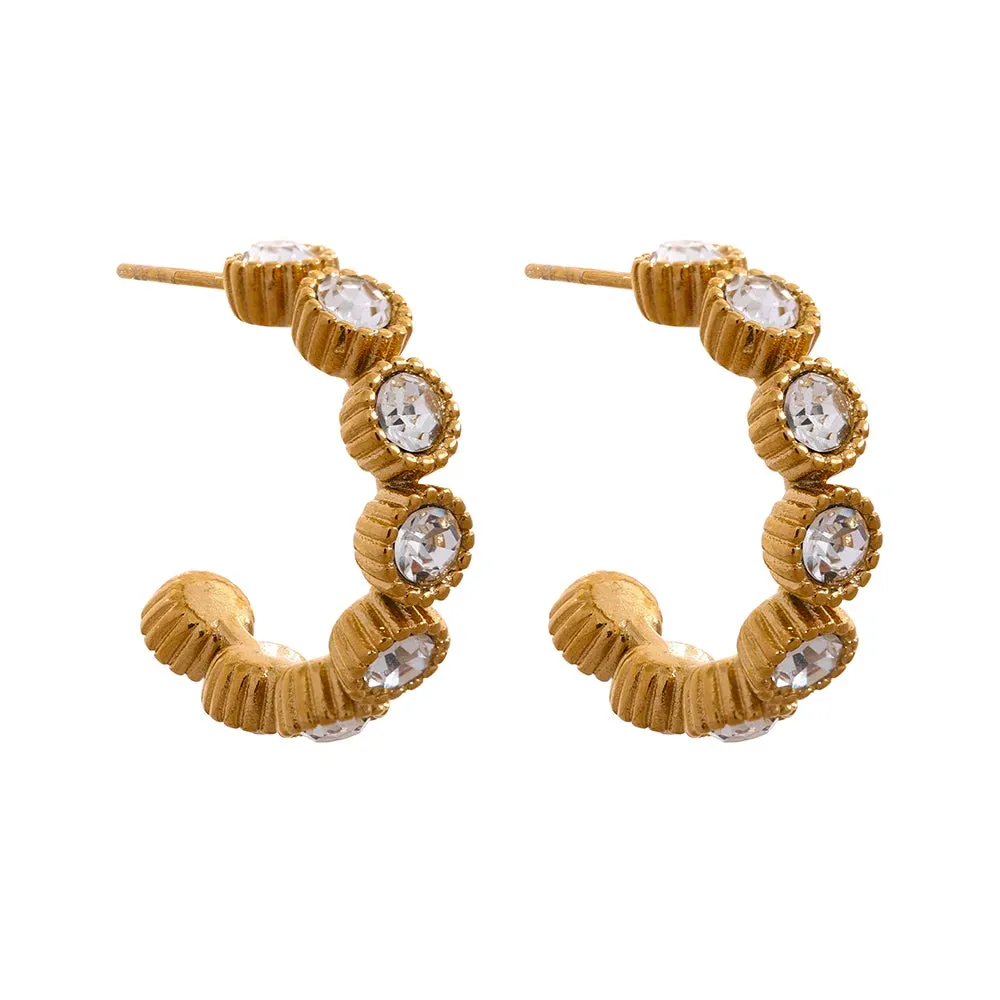 Stones Half Hoop Earrings