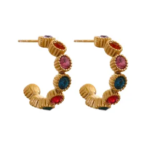 Stones Half Hoop Earrings
