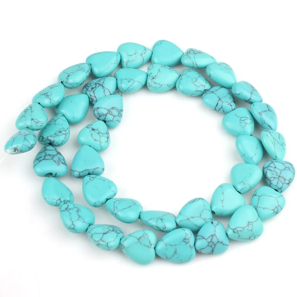 Stones Heart Shape Loose Beads Crystal Turquoise