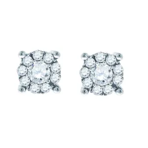 Striking 14K White Gold Round Diamond Solitaire Stud Earrings 1/2 CTTW
