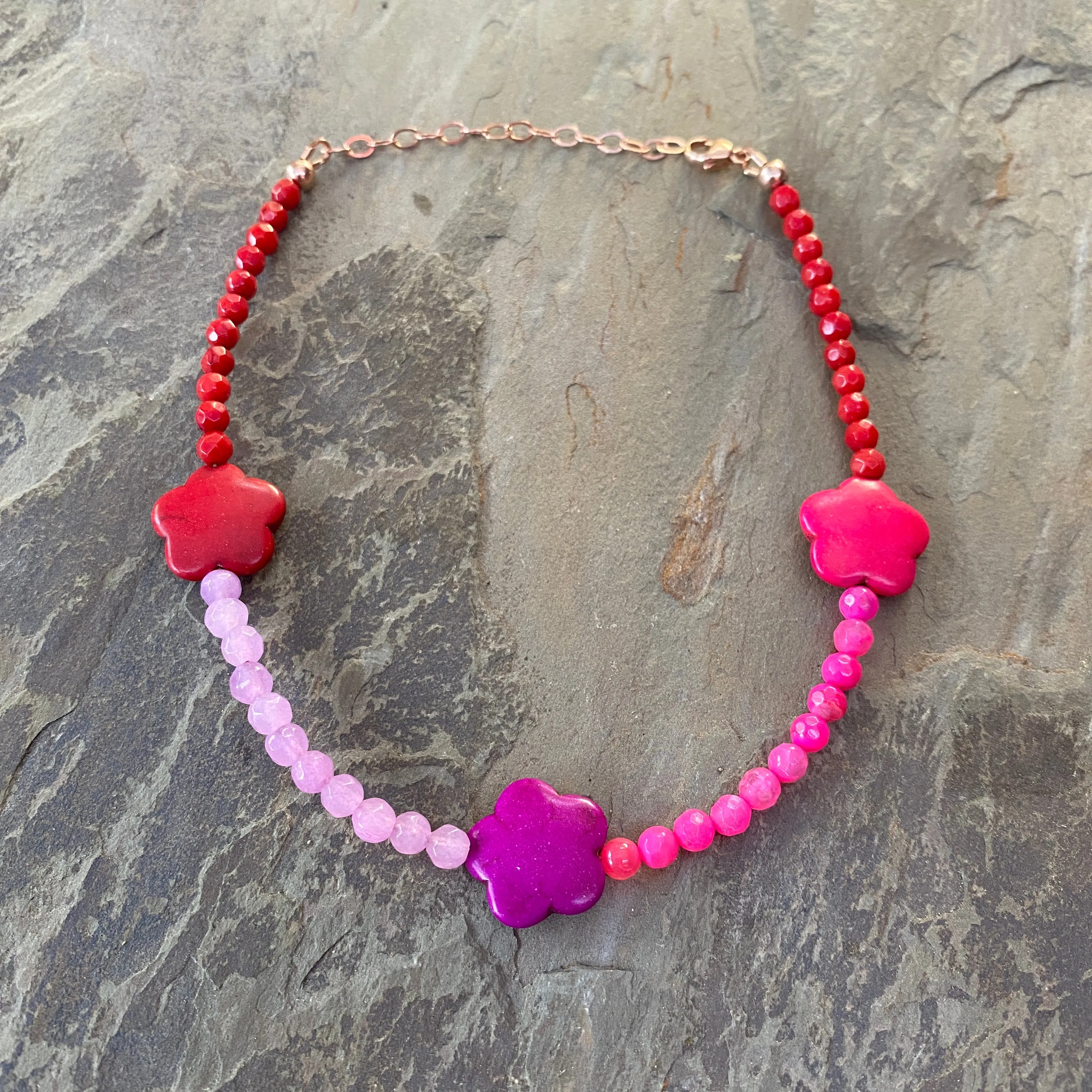 Summer Gemstone Flower Beaded Anklets