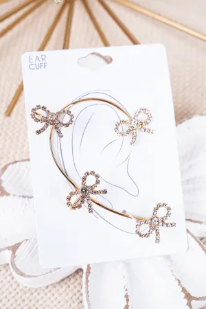 Sweet Life Crystal Goldtone Bow Ear Cuff