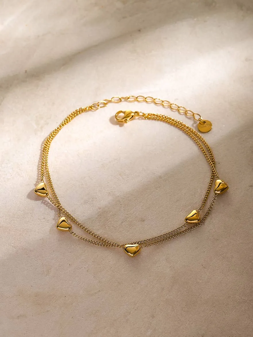 Taylar Layered Heart Anklet