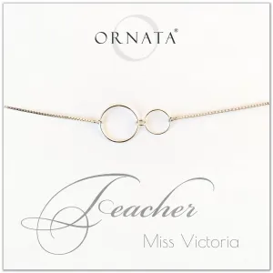“Teacher” Sterling Silver Bolo Bracelet on Personalized Jewelry Card
