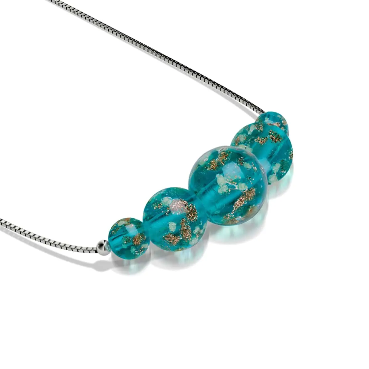 Teal | .925 Sterling Silver | Firefly Glass Infinity Clasp Anklet